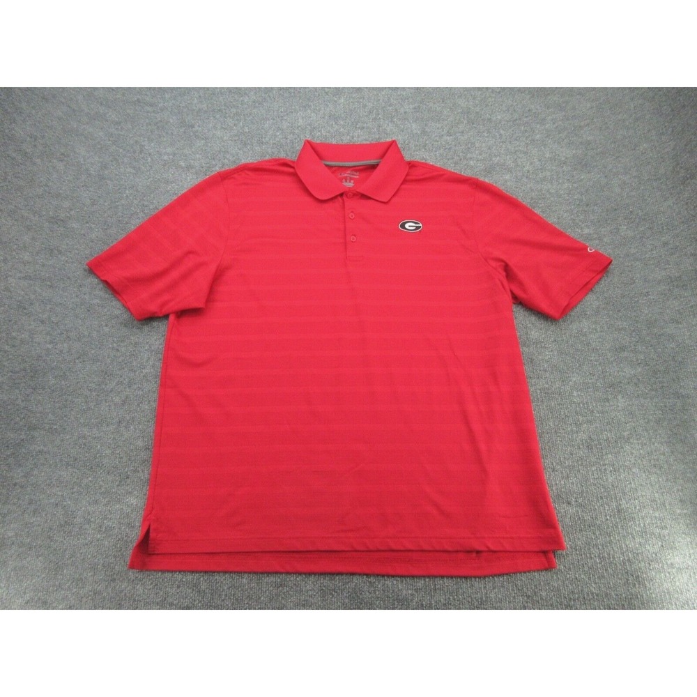 Champion Mens Polo Regular Red Georgia Bulldogs Logo Stripe XL